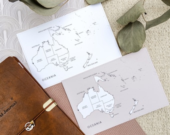 Oceania Color In Map Sticker of Oceania Travel Map Stickers For Tracking Places I've Been Map Sticker For Travel Journal Map Sticker