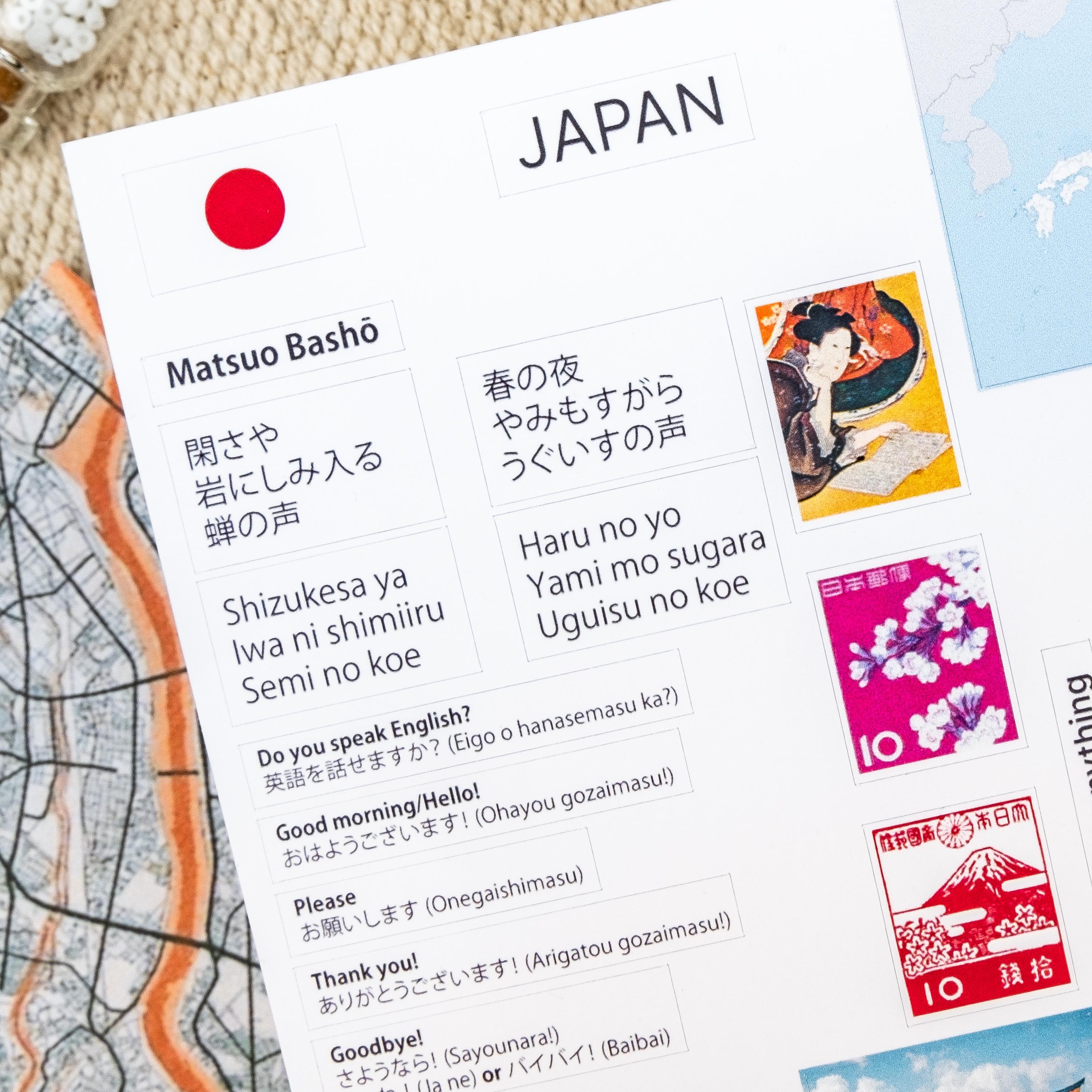 Japan Stickers Kit - Japan Flag, Japan Map, Japanese Basic Phrases ...