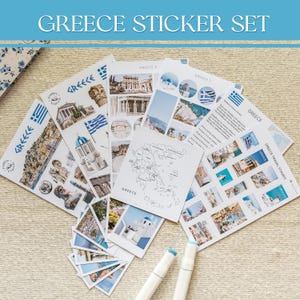 Set di adesivi Grecia, adesivi di viaggio Grecia per diario, adesivi greci, adesivi mediterranei, regalo per amanti dei viaggi