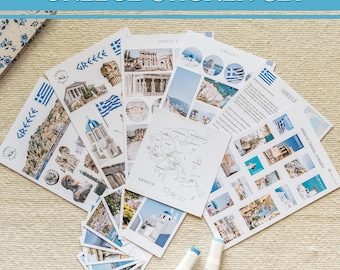 Greece Sticker Set, Greece Travel Stickers for Journaling, Greek Stickers, Mediterranean Stickers, Gift for Travel Lover