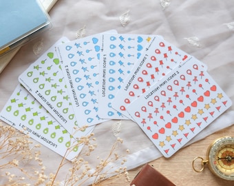 Location Icon Stickers • Map Pin Stickers • Travel Stickers • Geotag & Pinpoint Stickers • Hobonichi Mini Stickers • Mini Location Icons