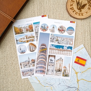 Stickers Madrid, Stickers voyage, Stickers Madrid Espagne, Stickers espagnols, Autocollants Monuments, Feuilles D'autocollants Madrid, Stickers Voyage Europe