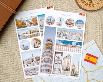 Stickers Madrid, Stickers voyage, Stickers Madrid Espagne, Stickers espagnols, Autocollants Monuments, Feuilles D'autocollants Madrid, Stickers Voyage Europe