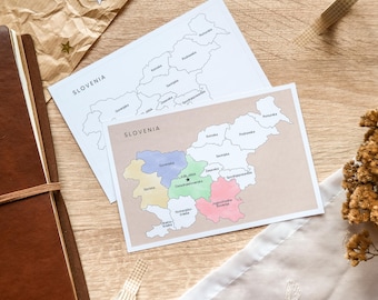 Slovenia Regions Map Sticker | Travel Tracker Map to Color in Visited Regions | Travel Journals, Planners & Scrapbooks, Gift for Travelers
