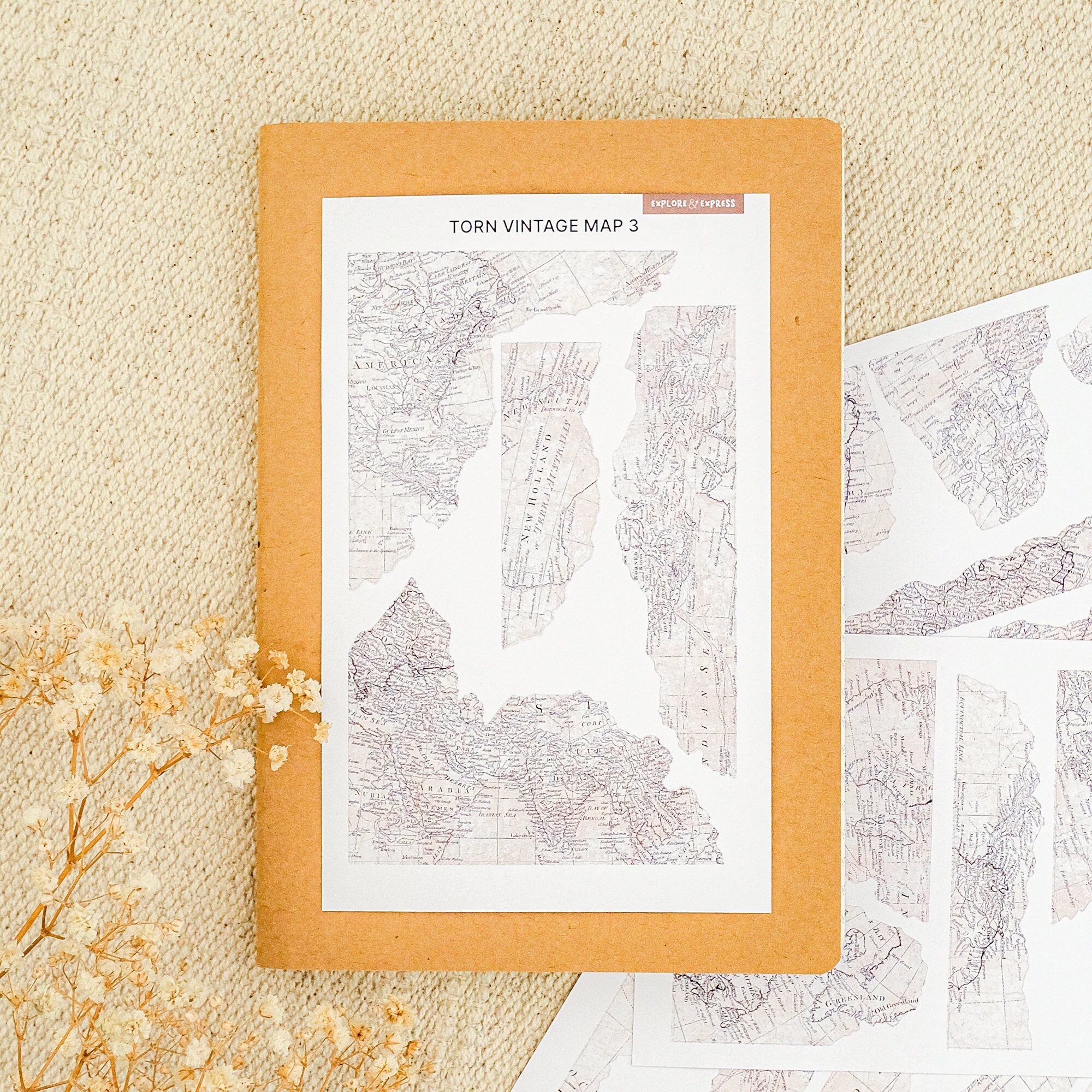 Vintage Map Ripped Torn Paper for Junk Journal Stickers Vintage ...