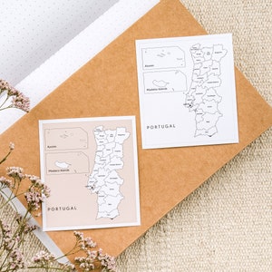 Kaartsticker Portugal Travel Tracker om kaartlocaties in te kleuren waar ik ben geweest Kaart voor reisdagboek Stickers om kaartstickers regio's van Portugal te volgen