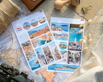 Croatia Stickers | Croatian Landmarks | Travel Journal Stickers | Mediterranean Stickers