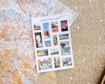 La Palma Stamp Stickers  | Canary Islands Stickers  | La Palma Landmarks  | Travel Journal Stickers  | La Palma Island Stamp Stickers