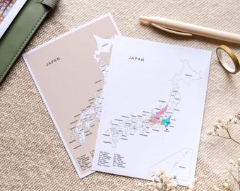Japan Map Sticker with Prefectures | Travel Tracker Map for Travel Journals & Planners