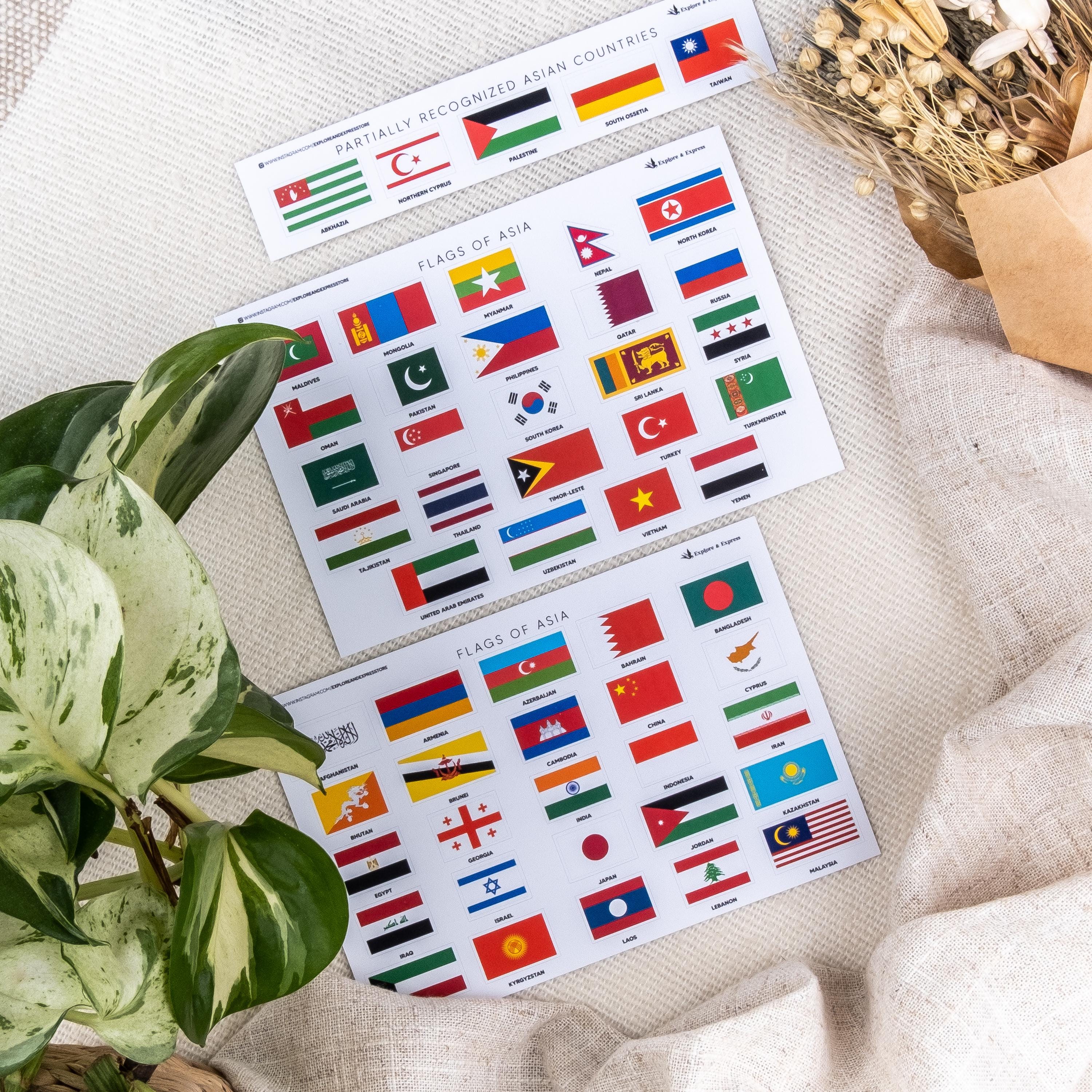 Asia Flag Stickers, Country Flags Stickers, Countries of Asia Flags ...