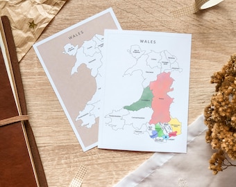 Wales Map Sticker - UK Travel Tracker Map to Color in Visited Counties for Travel Journals and Planners, Gift for Travelers & Kids