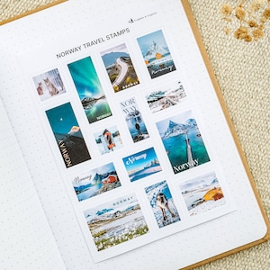 Norwegen Aufkleber - Dekorative Stempelaufkleber für Kunsthandwerk und Zeitschriften, Norwegen-Reiseaufkleber, Reisebriefmarkenaufkleber