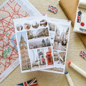 Adesivi di Londra / Adesivi dell&#39;Inghilterra / Diario di viaggio di Londra / Adesivi delle città / Adesivi dei monumenti / Adesivi del Regno Unito / Adesivi di viaggio in Europa