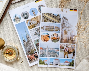 Munich Travel Stickers, Germany Stickers, Munich Landmarks, Oktoberfest Stickers, Travel Journal Stickers
