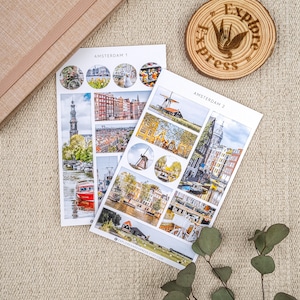 Stickers Amsterdam, Stickers Nederland, reisstickers, vakantiestickers, reisdagboek, monumentenstickers, cadeau reisliefhebber
