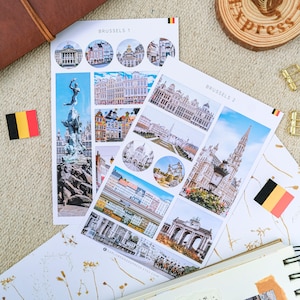 Brüssel Aufkleber, Reiseaufkleber, Belgien Aufkleber, Reisejournal Aufkleber, Stadtaufkleber Brüssel Belgien Geschenk, Sehenswürdigkeiten Aufkleber