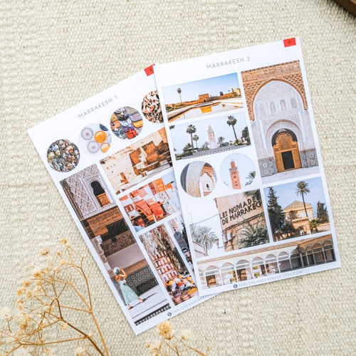 Marrakesch Urlaub Aufkleber, Marokko Aufkleber, marokkanische Sammelalbum Abenteuer Buch Aufkleber, Reiseplaner, Arabisch Aufkleber