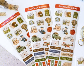 Snail Mail Stickers | Happy Mail Stickers for Pen Pals, Postcrossing & Letters | Postcard Planner Stickers | Stationery Stickers