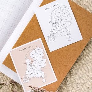 Sticker Nederland zwart-wit reistrackerkaart om kaart in te kleuren Nederlandse provincies sticker voor reisdagboek en planner