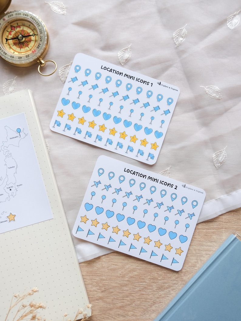 Location Icon Stickers • Map Pin Stickers • Travel Stickers • Geotag ...