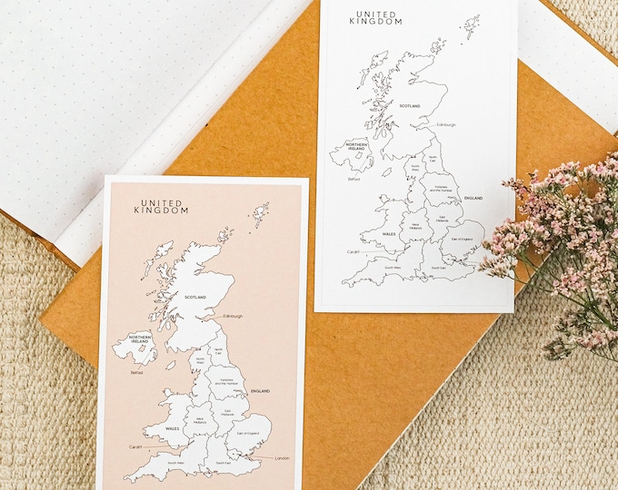 United Kingdom Map Sticker, UK Outline Map, Travel Journal Stickers, UK ...