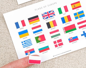 Europe Flag Stickers, Country Flags Stickers, Countries of Europe Flags, European Flags, EU Flag Stickers Set, Travel Stickers