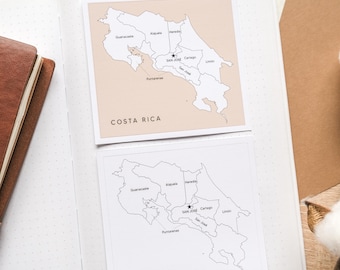 Costa Rica Map Sticker | Travel Tracker Map | Costa Rica Travel Map Sticker | Country Map Sticker | Travel Journal Map Stickers