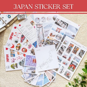 Stickerset Japan, Japan-reisstickers voor journaling, Tokyo-stickers, Japanse stickers, Japanse monumenten, cadeau voor Japan-liefhebbers