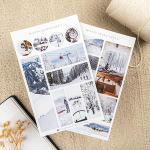 Jeu d'autocollants Aventures d'hiver, Stickers neige, Stickers vacances d'hiver, Stickers nature, Stickers saisonniers, Stickers voyage hiver