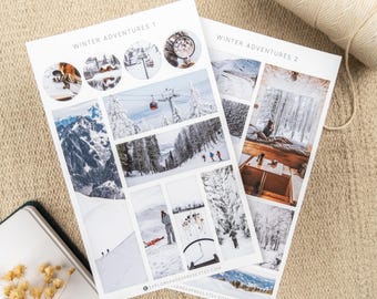 Aufkleber-Set für Winterabenteuer, Schneeaufkleber, Winterurlaubsaufkleber, Naturaufkleber, saisonale Aufkleber, Winterreiseaufkleber