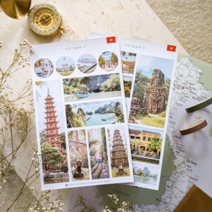 Vietnam Stickers | Hanoi Stickers | Vietnam Landmarks | Asian Landmark Stickers | Vietnam Travel Journal |  Vietnamese Stickers