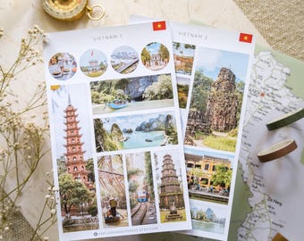 Vietnam Stickers | Hanoi Stickers | Vietnam Landmarks | Asian Landmark Stickers | Vietnam Travel Journal |  Vietnamese Stickers
