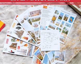 Spain Sticker Gift Set, Spain Sticker Bundle, Travel Journal Stickers, Barcelona Madrid Stickers, Spain Landmarks Stickers