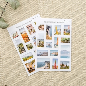 Teneriffa Briefmarken Aufkleber, Briefmarken, Reiseaufkleber, Geschenk für Reiseliebhaber. Perfekt für Scrapbooks und Journals