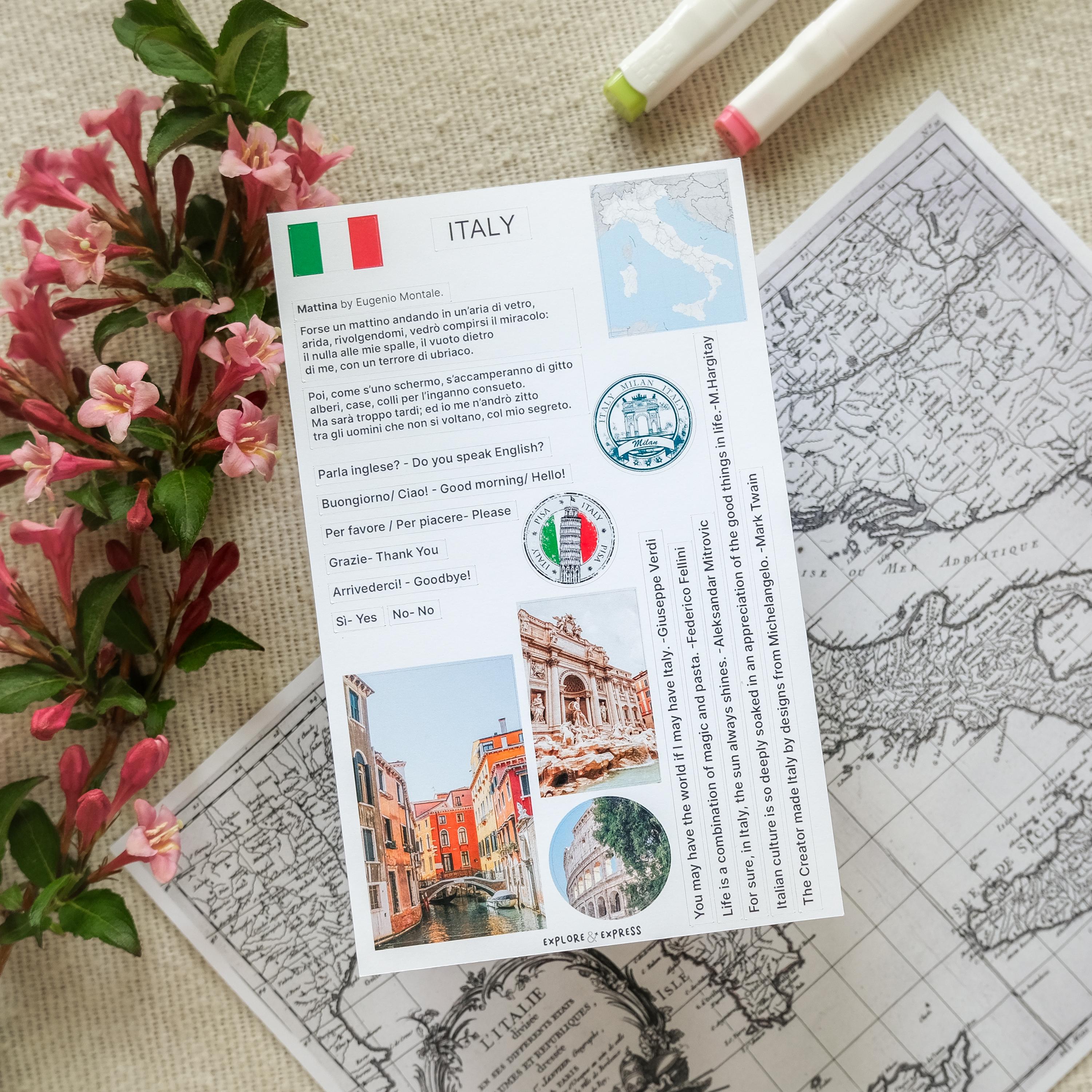 Italy Sticker Set, Rome Venice Travel Stickers, Italian Stickers ...