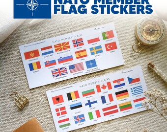 NATO Countries Flag Stickers | NATO Member Country Flags |  OTAN Flags | Country Flags of The North Atlantic Treaty Organization Members