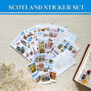 Scotland Sticker Gift Set | Scotland Travel Stickers for Journaling | Edinburgh Stickers | Scottish Stickers, Scotland Landmarks