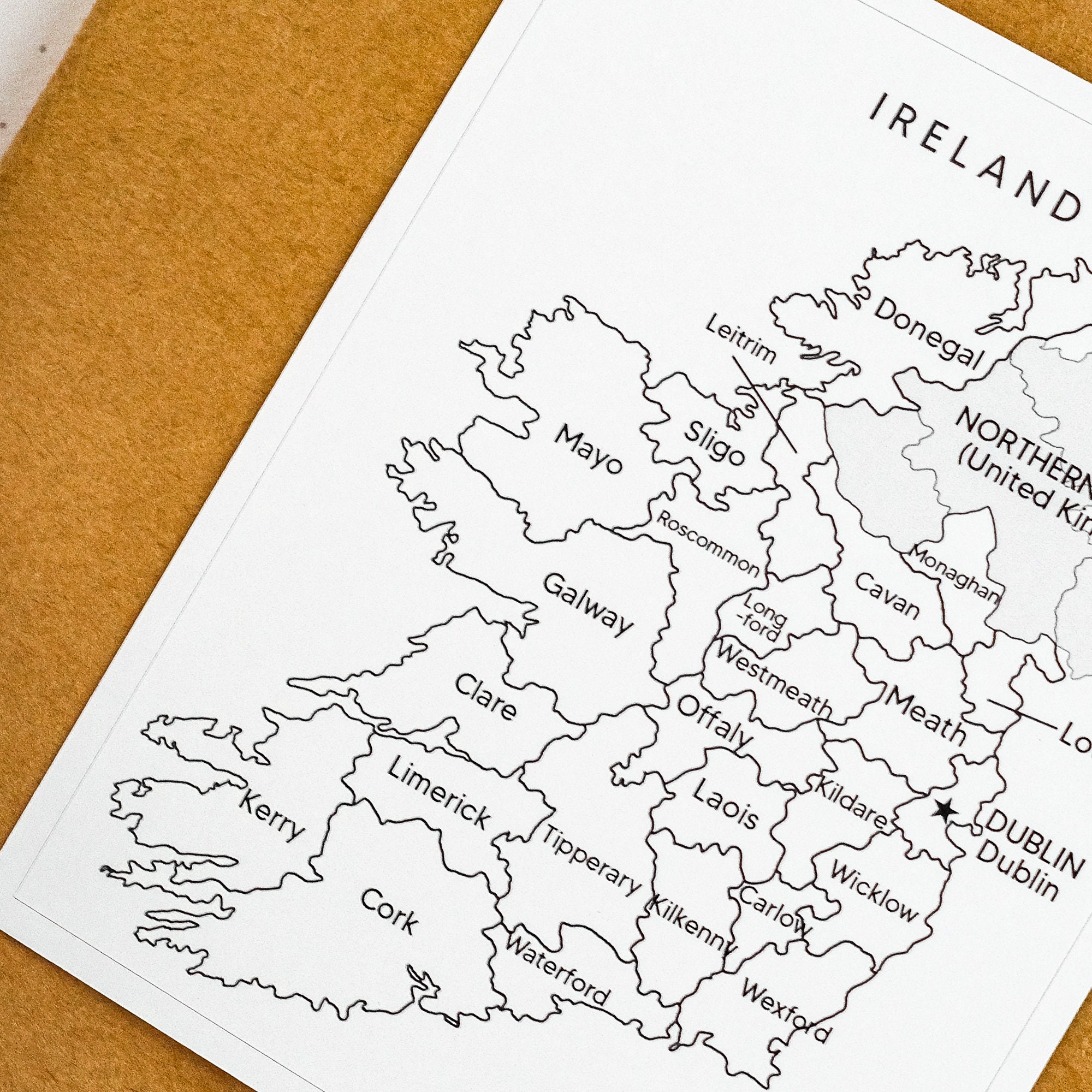 Ireland Counties Map Sticker Irish Travel Sticker Map of Ireland for ...