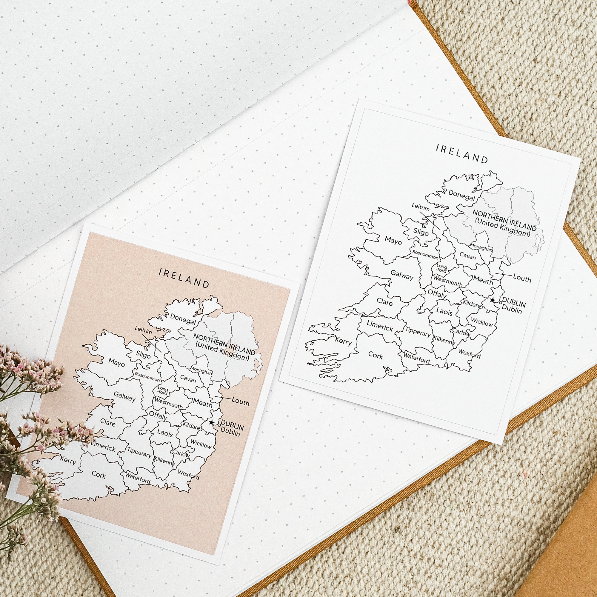 Ireland Counties Map Sticker Irish Travel Sticker Map of Ireland for ...
