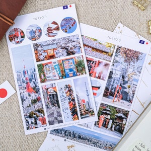 Adesivi di Tokyo, adesivi per diario di viaggio, Tokyo Giappone, adesivi da viaggio, regalo di Tokyo, adesivi giapponesi, adesivi Asia, monumenti di Tokyo