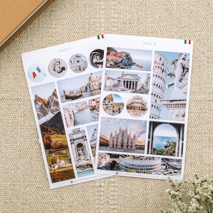 Adesivos da Itália para diários e planejadores. Adesivos de viagem, adesivos de marcos italianos, adesivos de viagem para a Itália, presente para amantes de viagens