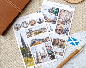 Edinburgh Sticker Sheet For Travel Journal Scrapbook Scotland Landmarks Stickers For Travelers Notebook Supplies Edinburgh Vacation Stickers