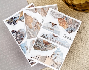 Vintage Torn Paper Stickers – Hot Air Balloon Backgrounds for Collage, Junk Journal, Scrapbook | Ripped Paper Stickers, Vintage Ephemera