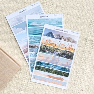 Adesivi a strisce Washi Air Land Water con set di nastri Washi a tema nuvole oceano paesaggio estetico per diario di viaggio e album