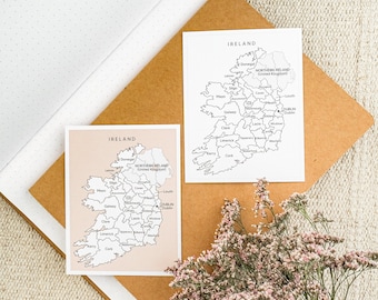 Ireland Counties Map Sticker Irish Travel Sticker Map of Ireland for Travel Journal and Scrapbook Map Travel Tracker for Travel Lover Gift