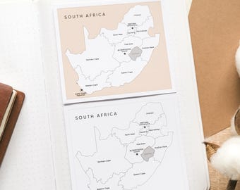 South Africa Map with Provinces Sticker |  Travel Tracker Map | South Africa Travel Map Sticker | Country Map Sticker for Travel Journals