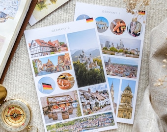 Germany Stickers Set, Germany Landmarks, Berlin Munich Travel Stickers, Travel Journal Stickers, German Stickers