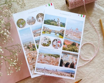 Florence Stickers | Italian Summer Sticker Sheet | Florence Italy Landmarks | Mediterranean Journal Stickers | Tuscany Travel Stickers