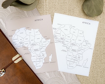 Africa Map Sticker to Track and Color African Countries I've Been To, Travel Map Sticker, African Continent Map Outline Sticker