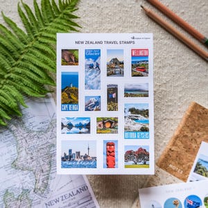 Nieuw-Zeelandse stempelstickers, Nieuw-Zeelandse monumenten, Nieuw-Zeelandse stickers, NZ-stickers, reisstickers, Nieuw-Zeelandse stickers